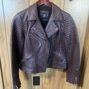 Rich Burgundy Real Leather Biker Jacket